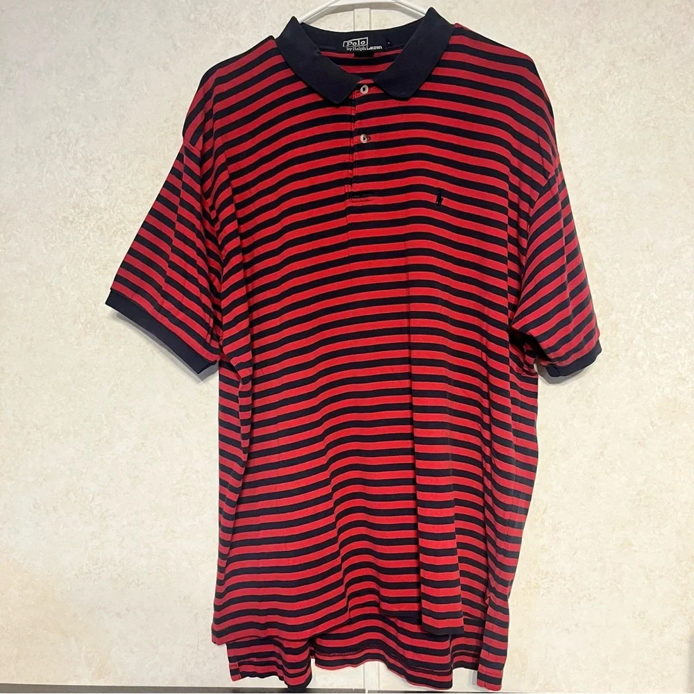 Red and Black‎ Striped Polo Shirt